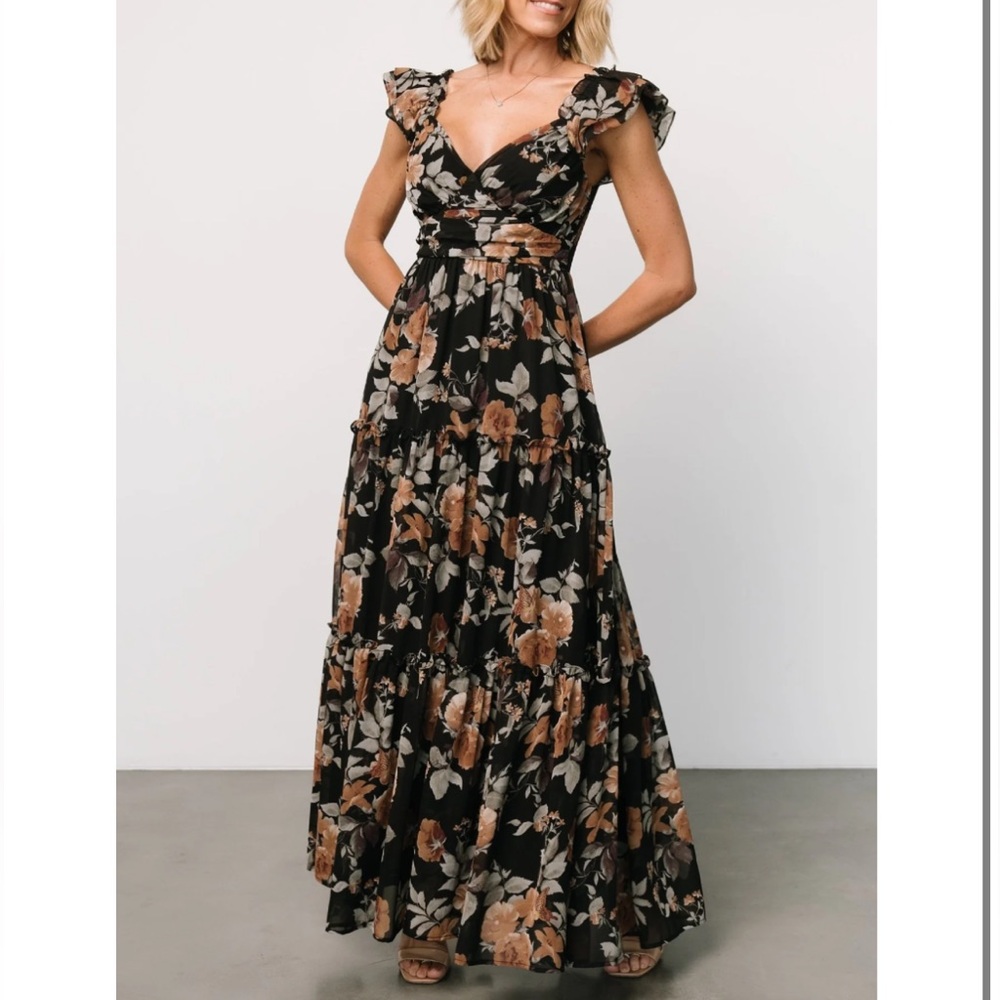 Baltic Born Black and Brown Floral Maxi Dress